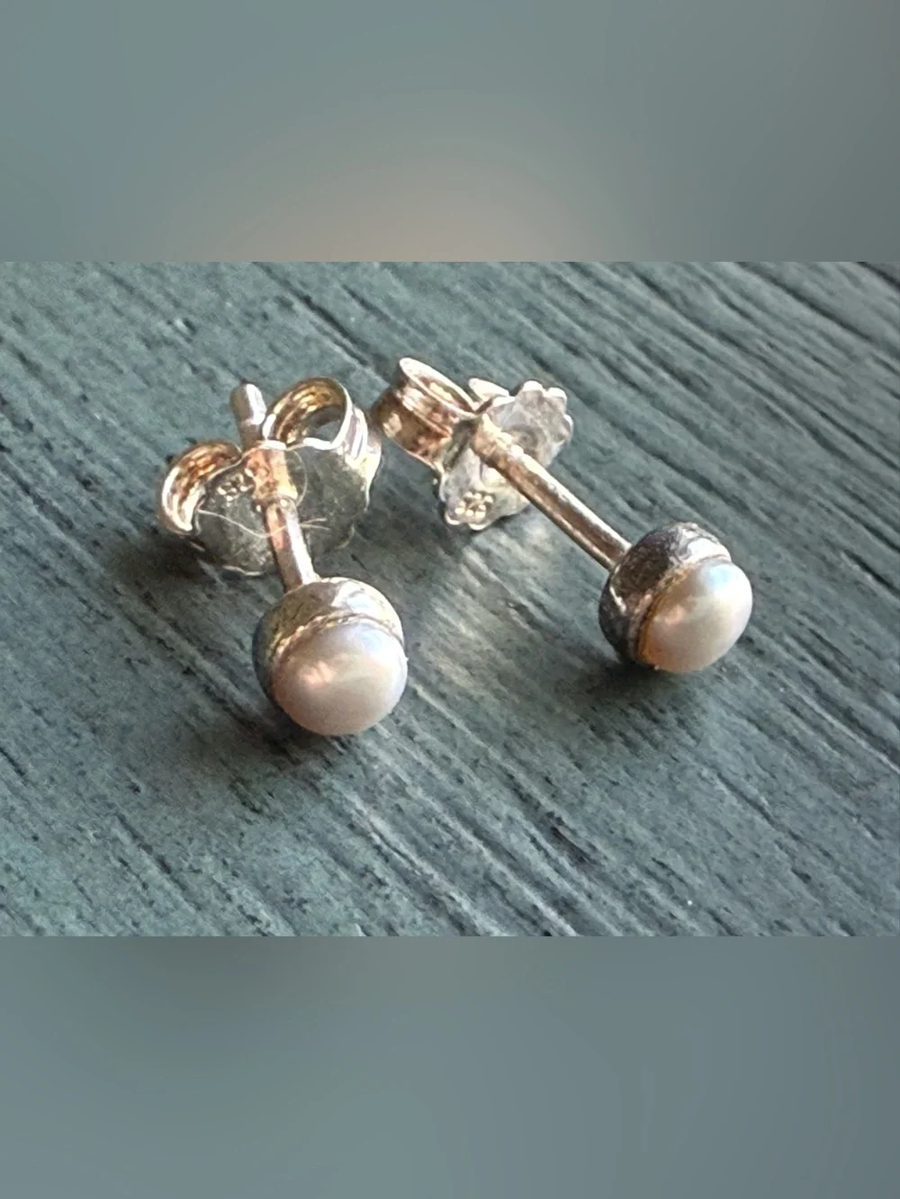 Monica Vinader Mini Pearl Stud Earrings Gray Pearl Sterling Silver